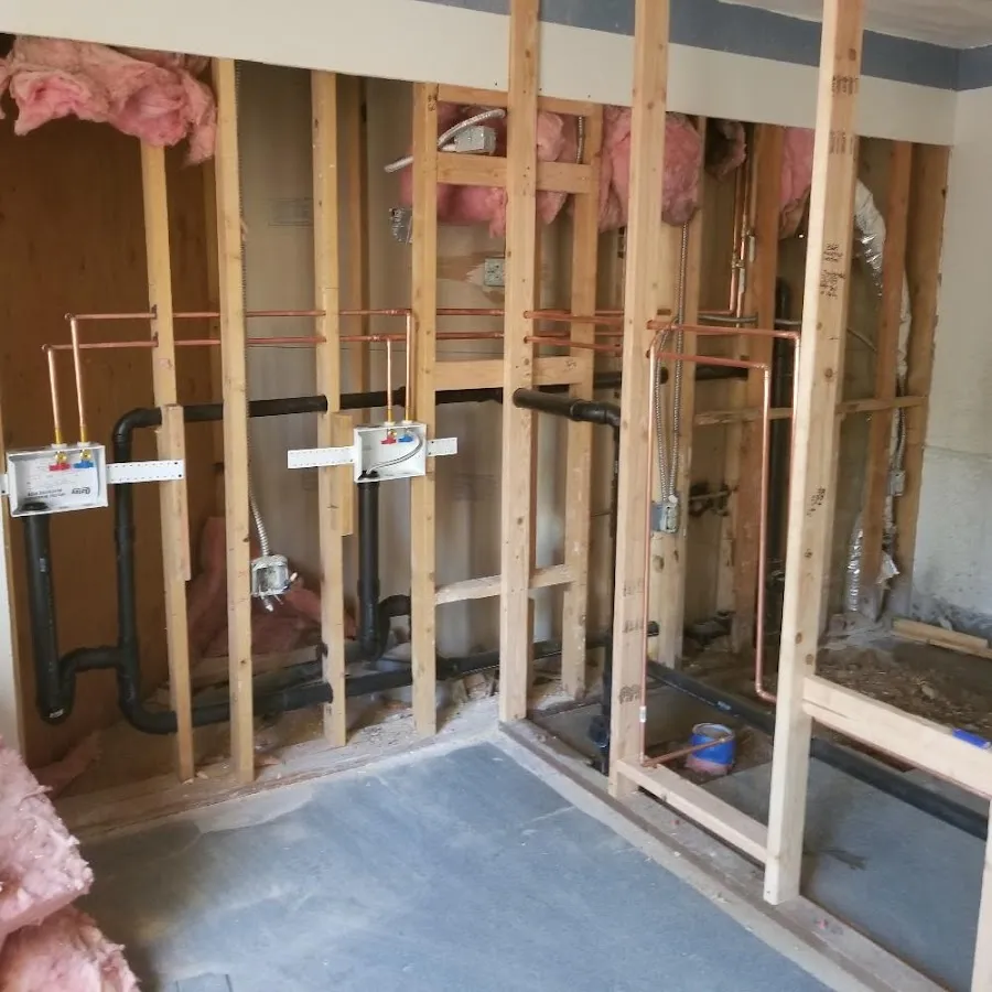 Copper pipe rough-in and plumbing installation in Clarkdale